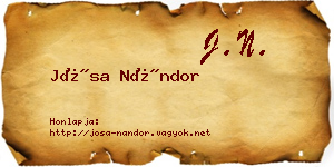 Jósa Nándor névjegykártya